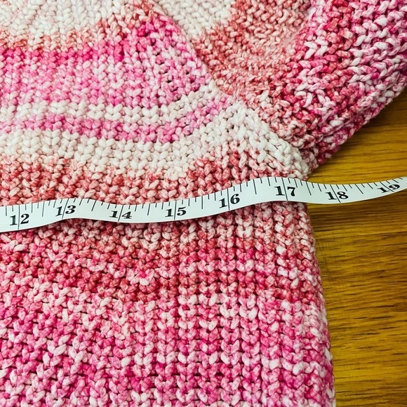 Banana Republic Womens Small Pink Spacedye Cropped Sweater Scoop Neck Ribbed - Picture 7 of 9